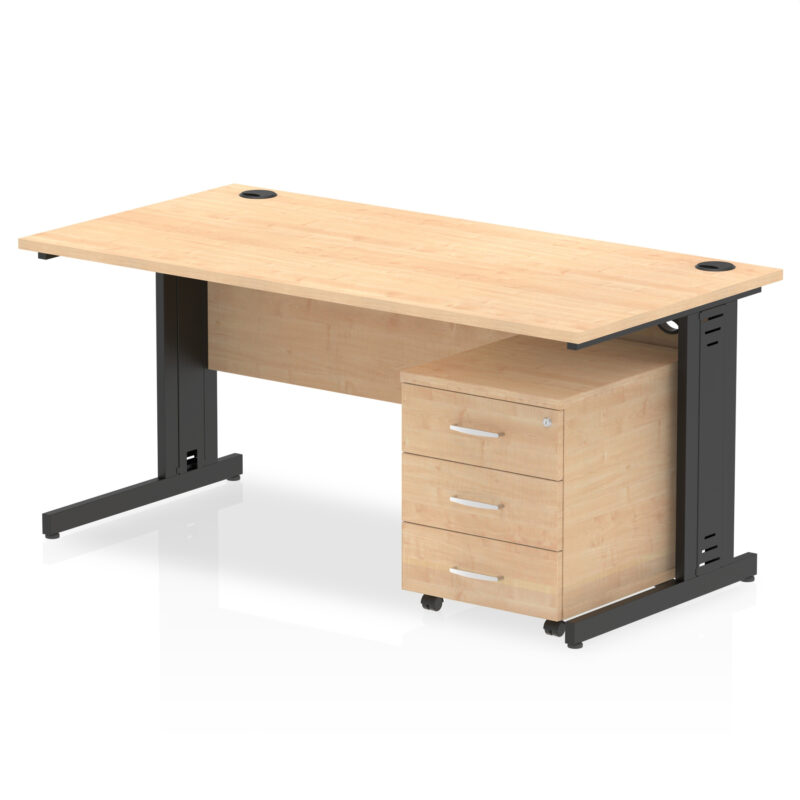 Surge 1600mm Cable Managed Straight Desk With Mobile Pedestal - Image 35
