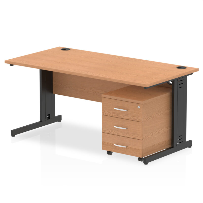 Surge 1600mm Cable Managed Straight Desk With Mobile Pedestal - Image 36