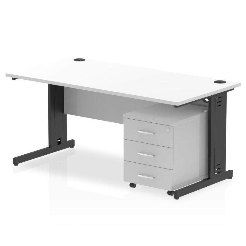 Surge 1600mm Cable Managed Straight Desk With Mobile Pedestal - Image 37