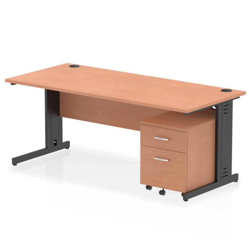 Surge 1800mm Cable Managed Straight Desk With Mobile Pedestal - Image 25