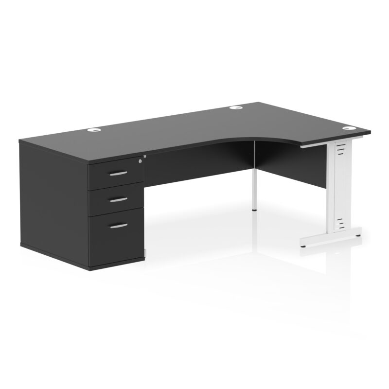 Surge 1600mm Cable Managed Right Crescent Desk Workstation - Image 42