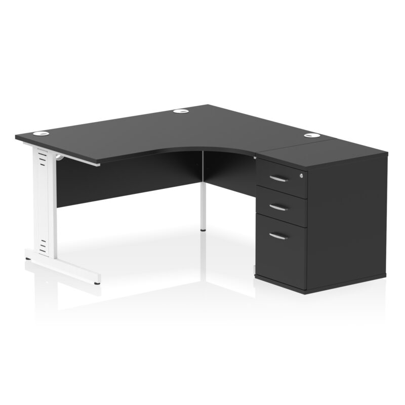 Surge 1400mm Cable Managed Right Crescent Desk Workstation - Image 40