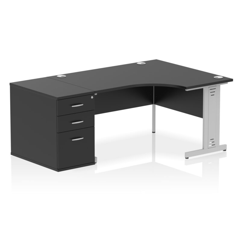 Surge 1400mm Cable Managed Right Crescent Desk Workstation - Image 41