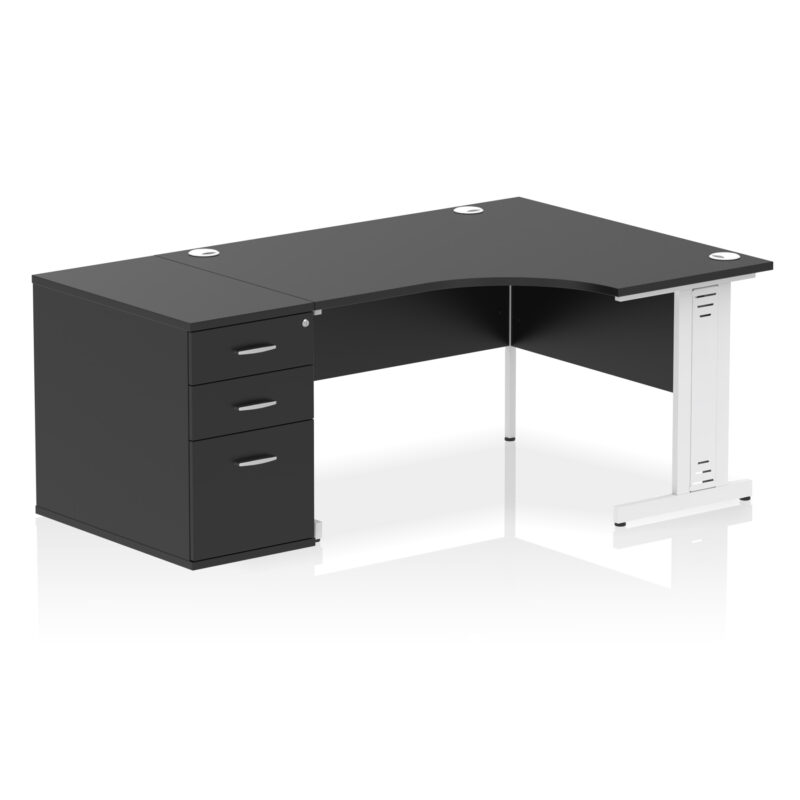 Surge 1400mm Cable Managed Right Crescent Desk Workstation - Image 42