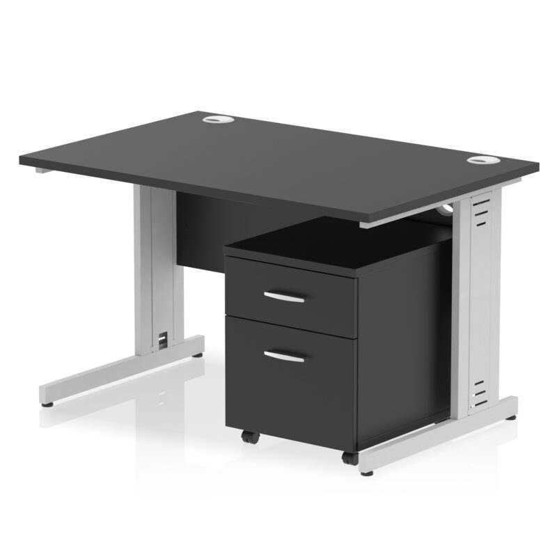 Surge 1200mm Cable Managed Straight Desk With Mobile Pedestal - Image 39