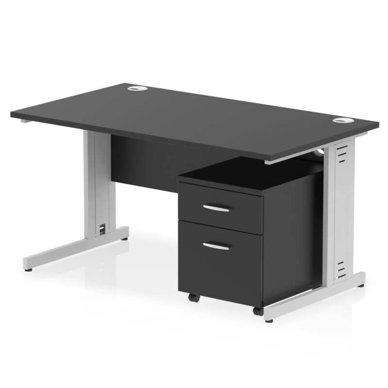 Surge 1400mm Cable Managed Straight Desk With Mobile Pedestal - Image 39
