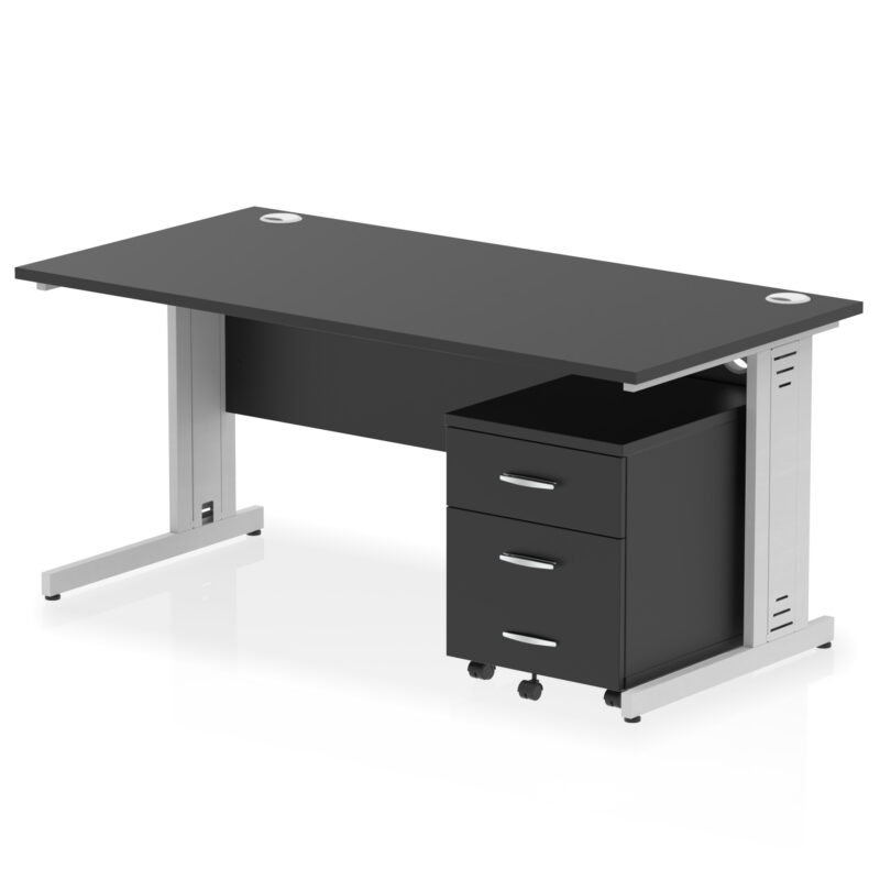 Surge 1600mm Cable Managed Straight Desk With Mobile Pedestal - Image 40