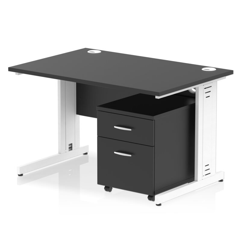 Surge 1200mm Cable Managed Straight Desk With Mobile Pedestal - Image 41