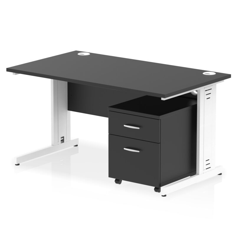 Surge 1400mm Cable Managed Straight Desk With Mobile Pedestal - Image 41