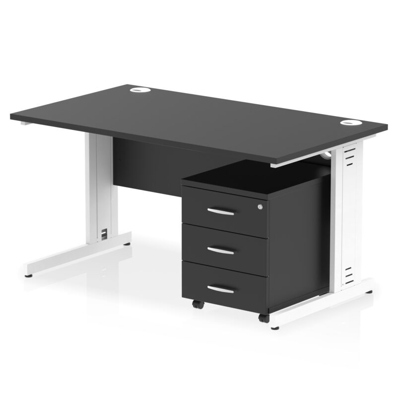 Surge 1400mm Cable Managed Straight Desk With Mobile Pedestal - Image 42