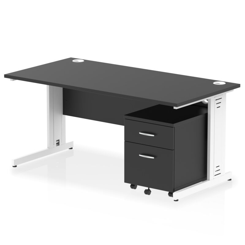 Surge 1600mm Cable Managed Straight Desk With Mobile Pedestal - Image 41