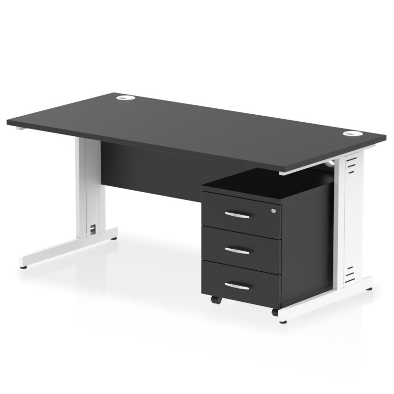 Surge 1600mm Cable Managed Straight Desk With Mobile Pedestal - Image 42