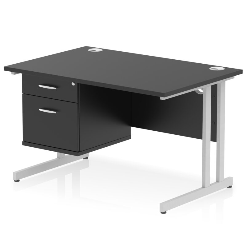 Surge 1200mm Cantilever Straight Desk With Single Fixed Pedestal - Image 119