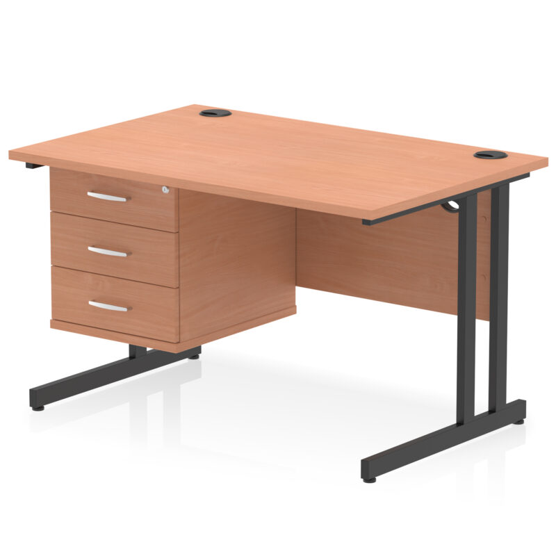 Surge 1200mm Cantilever Straight Desk With Single Fixed Pedestal - Image 129