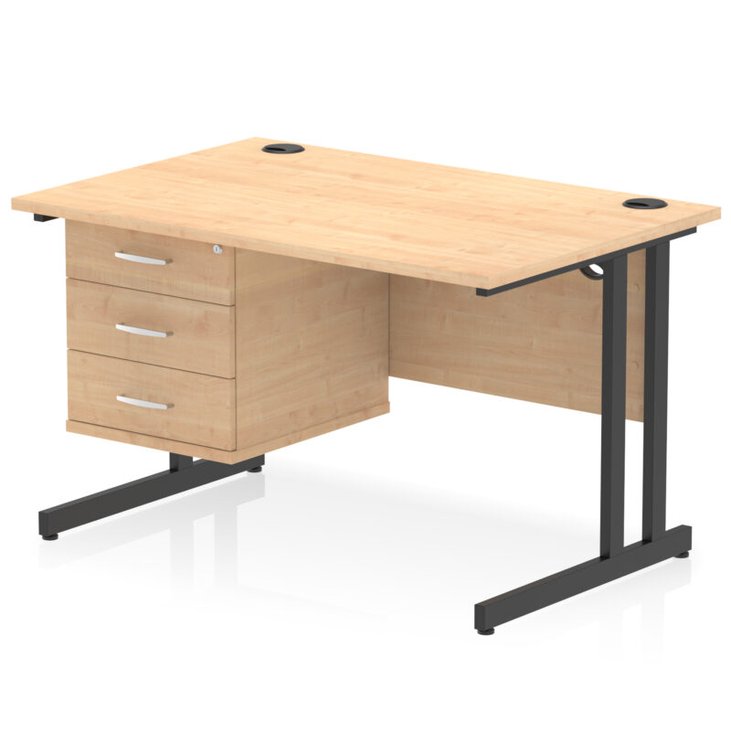 Surge 1200mm Cantilever Straight Desk With Single Fixed Pedestal - Image 132