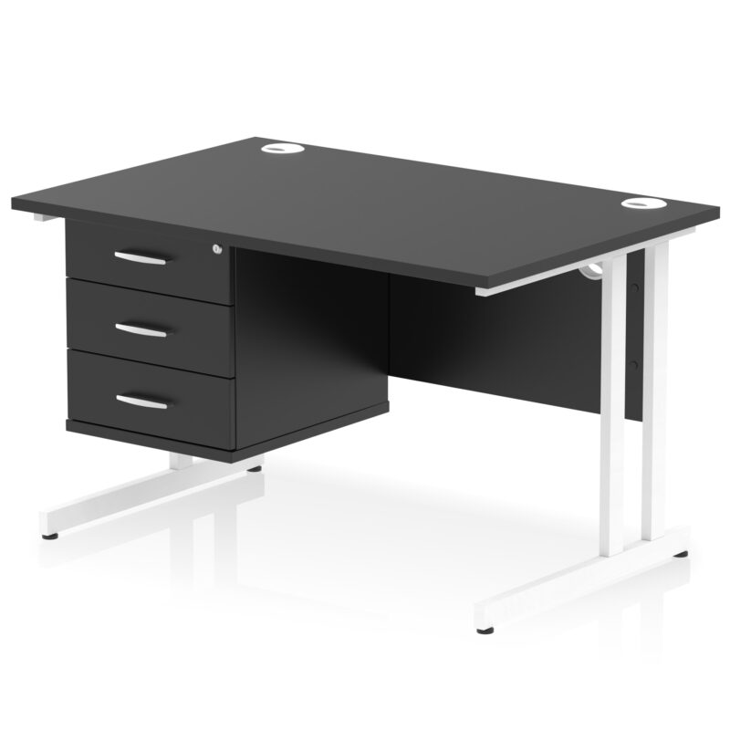 Surge 1200mm Cantilever Straight Desk With Single Fixed Pedestal - Image 136