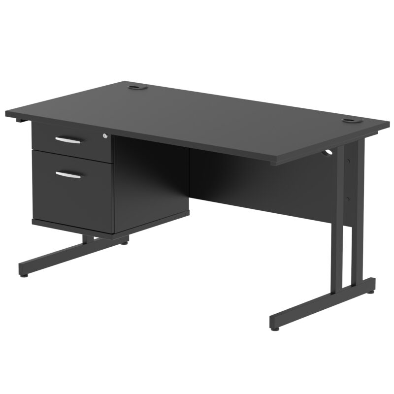 Surge 1400mm Cantilever Straight Desk With Single Fixed Pedestal - Image 122