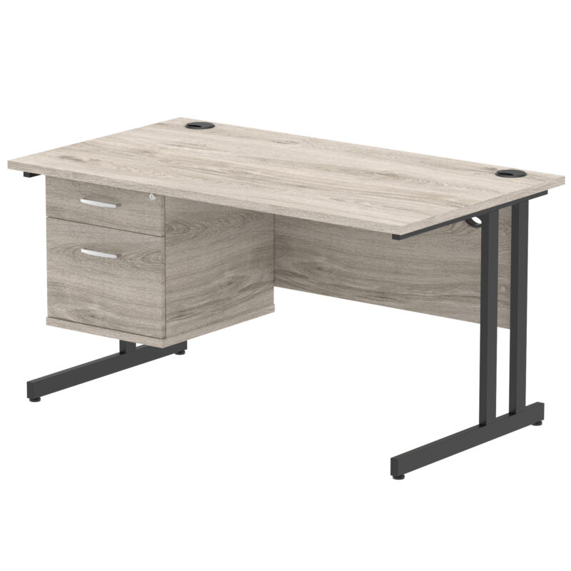 Surge 1400mm Cantilever Straight Desk With Single Fixed Pedestal - Image 123