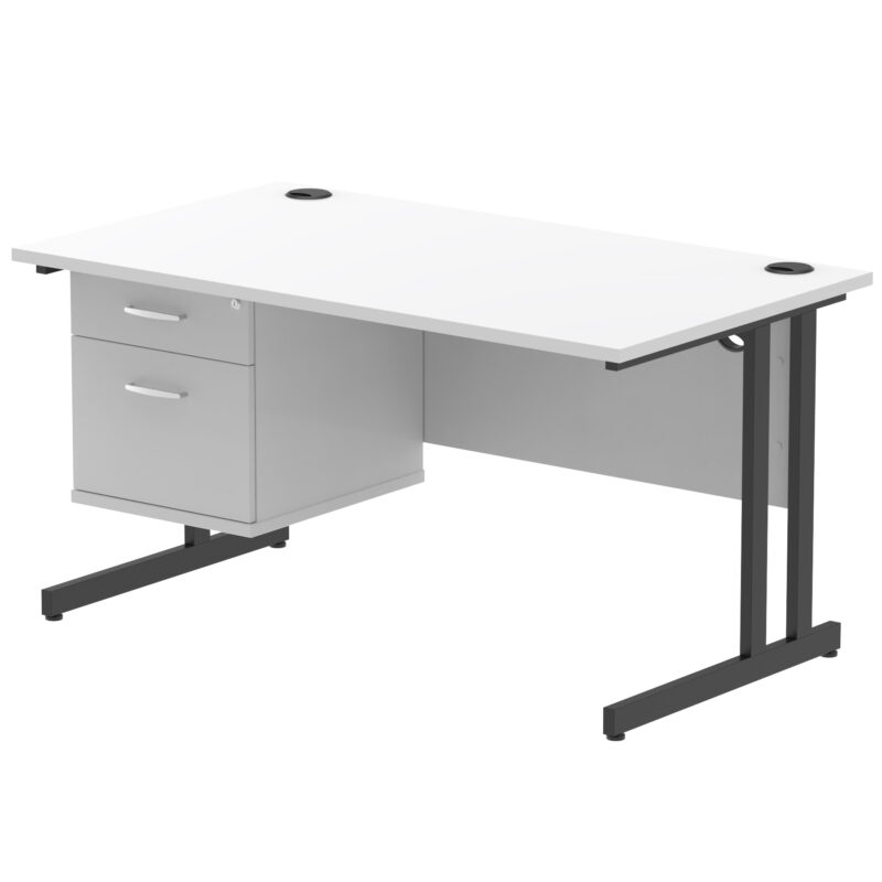 Surge 1400mm Cantilever Straight Desk With Single Fixed Pedestal - Image 126