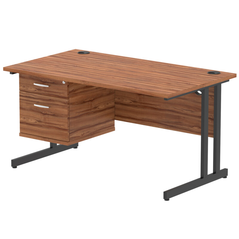 Surge 1400mm Cantilever Straight Desk With Single Fixed Pedestal - Image 127