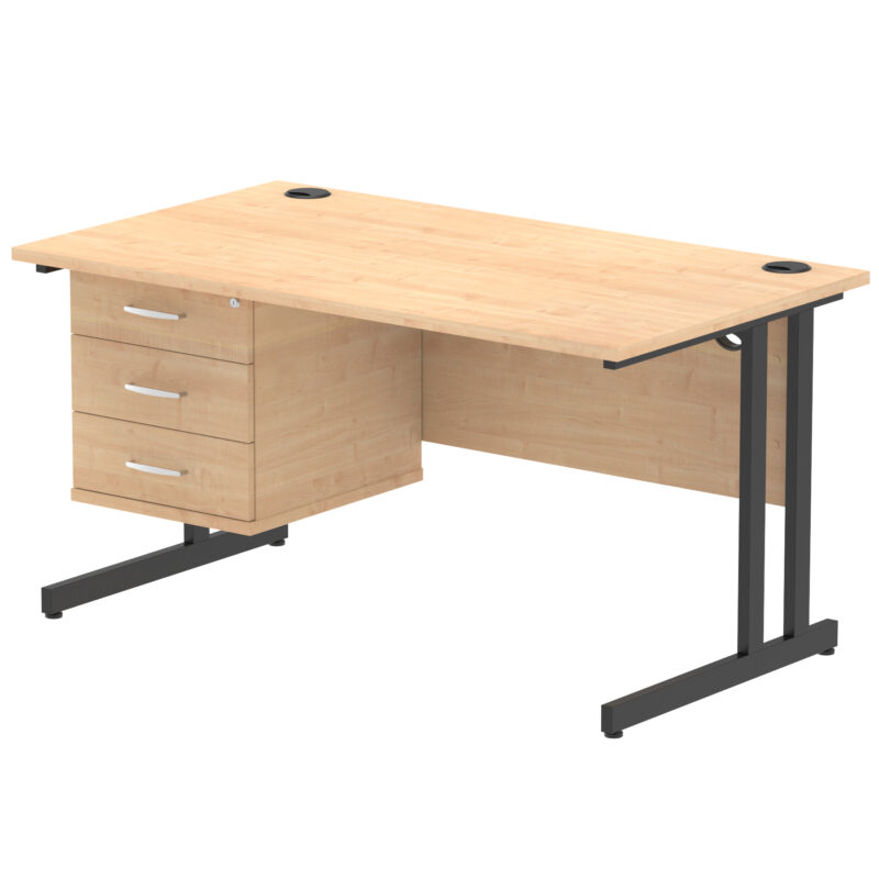 Surge 1400mm Cantilever Straight Desk With Single Fixed Pedestal - Image 132
