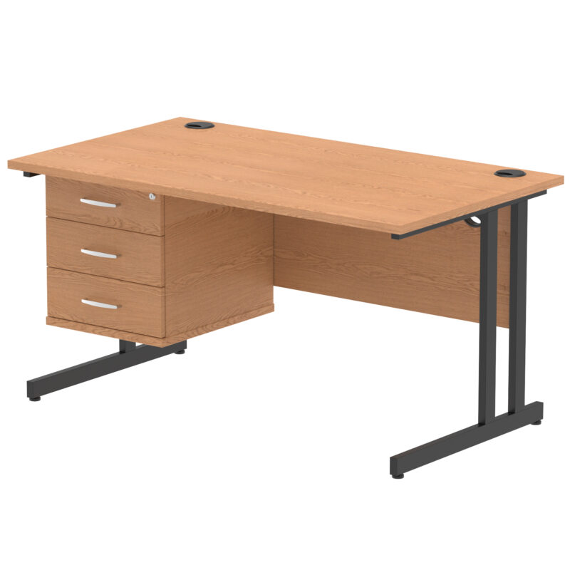 Surge 1400mm Cantilever Straight Desk With Single Fixed Pedestal - Image 133