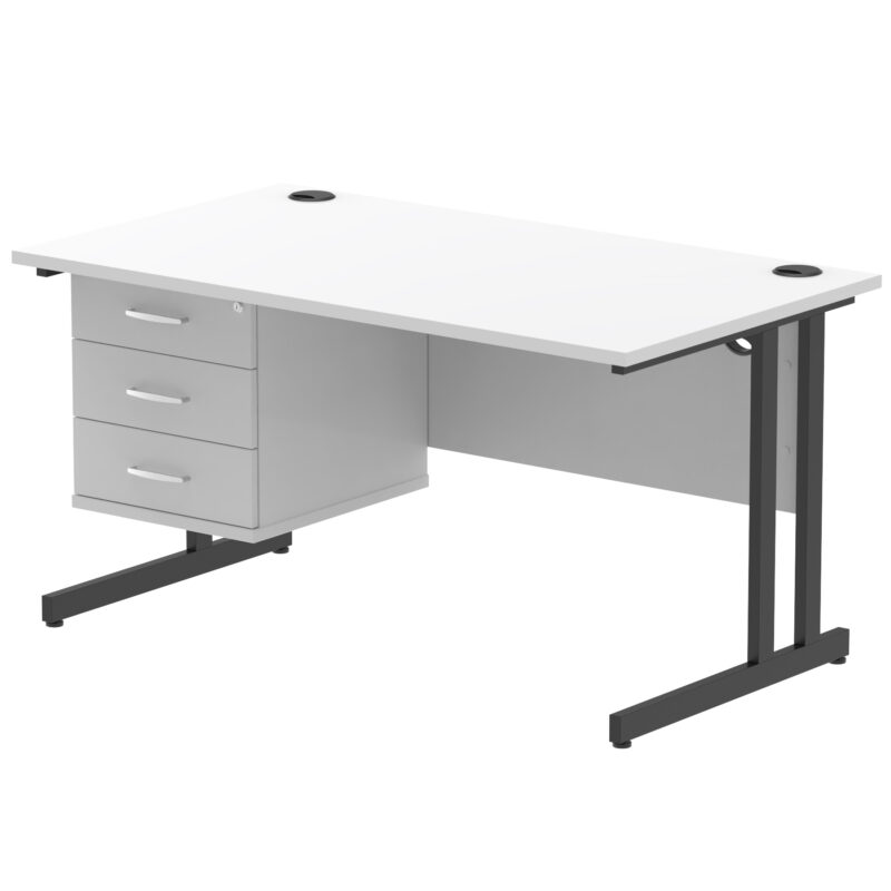 Surge 1400mm Cantilever Straight Desk With Single Fixed Pedestal - Image 134