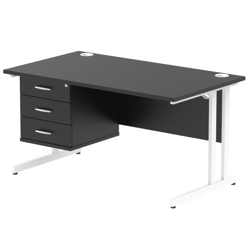 Surge 1400mm Cantilever Straight Desk With Single Fixed Pedestal - Image 136