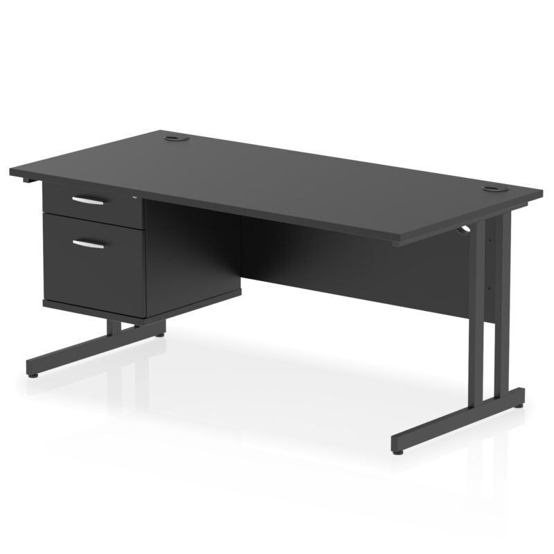 Surge 1600mm Cantilever Straight Desk With Single Fixed Pedestal - Image 48