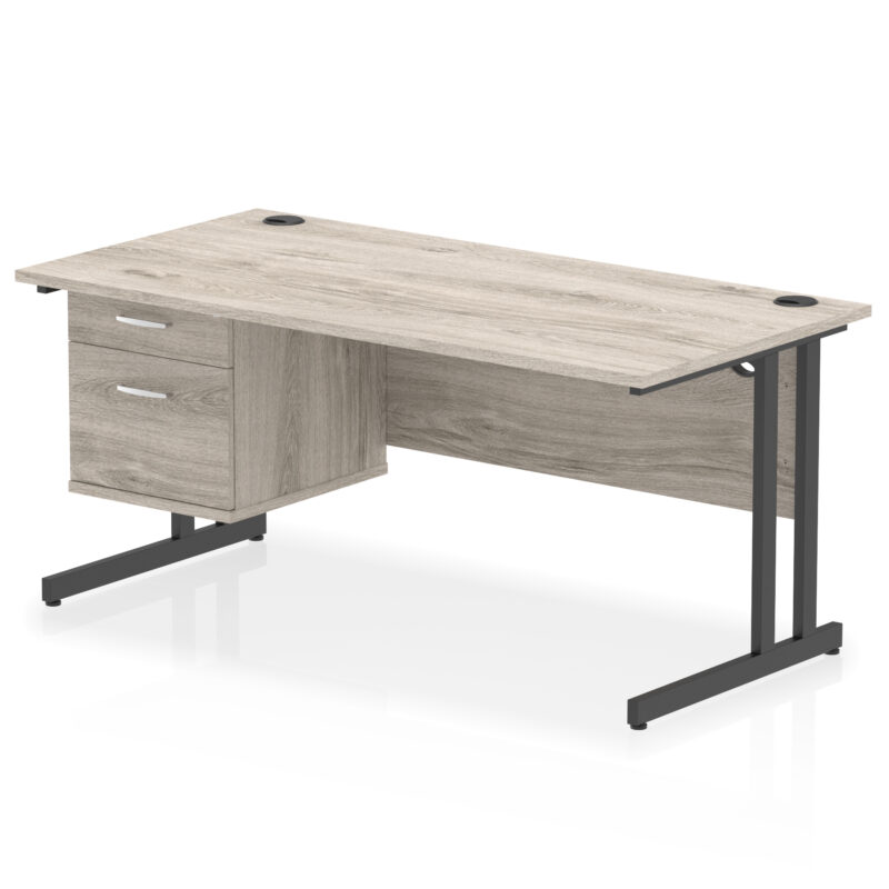 Surge 1600mm Cantilever Straight Desk With Single Fixed Pedestal - Image 49