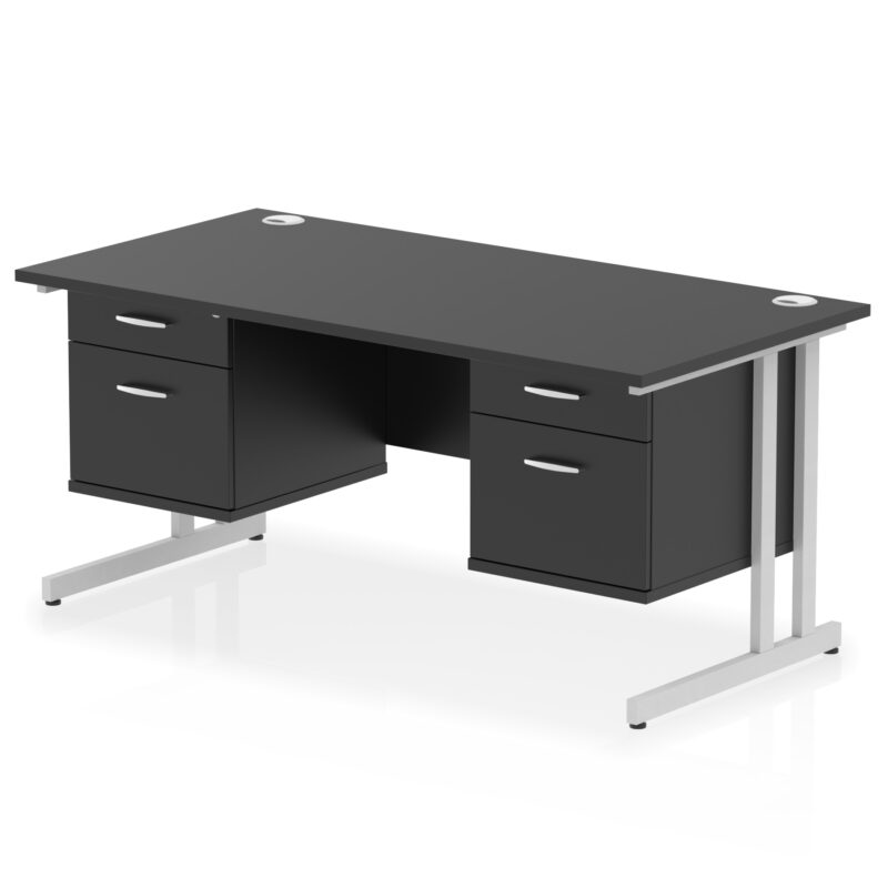 Surge 1600mm Cantilever Straight Desk With Two Fixed Pedestal - Image 46