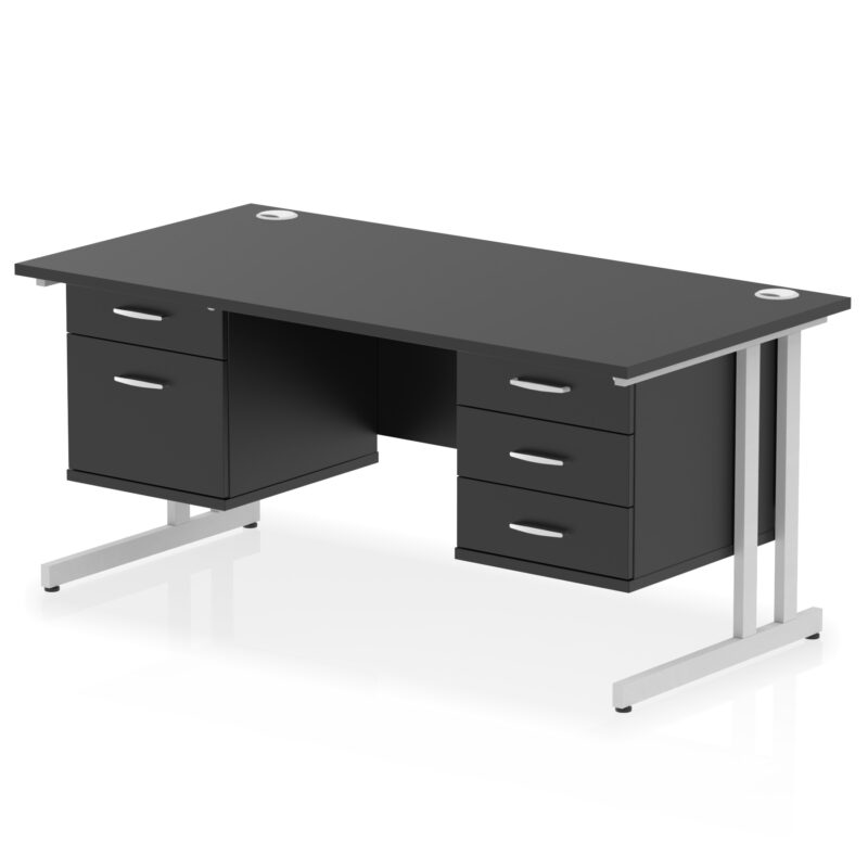 Surge 1600mm Cantilever Straight Desk With Two Fixed Pedestal - Image 47