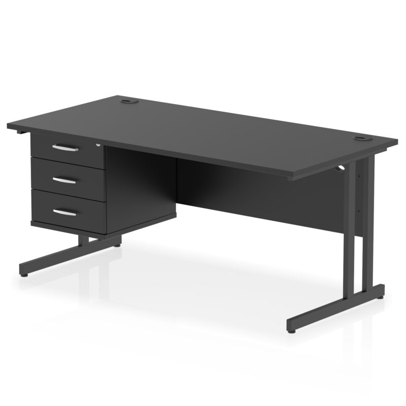 Surge 1600mm Cantilever Straight Desk With Single Fixed Pedestal - Image 56