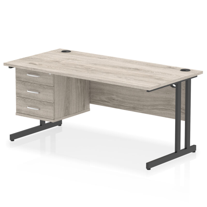 Surge 1600mm Cantilever Straight Desk With Single Fixed Pedestal - Image 57
