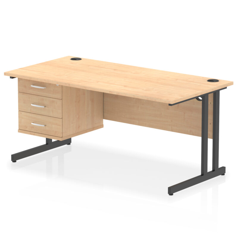 Surge 1600mm Cantilever Straight Desk With Single Fixed Pedestal - Image 58