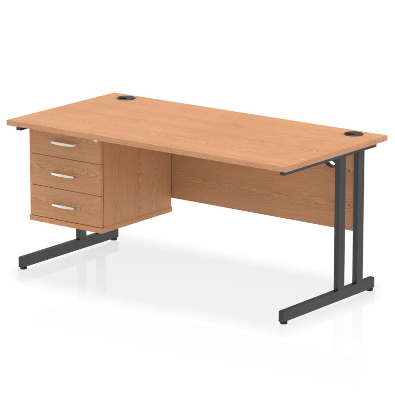 Surge 1600mm Cantilever Straight Desk With Single Fixed Pedestal - Image 59
