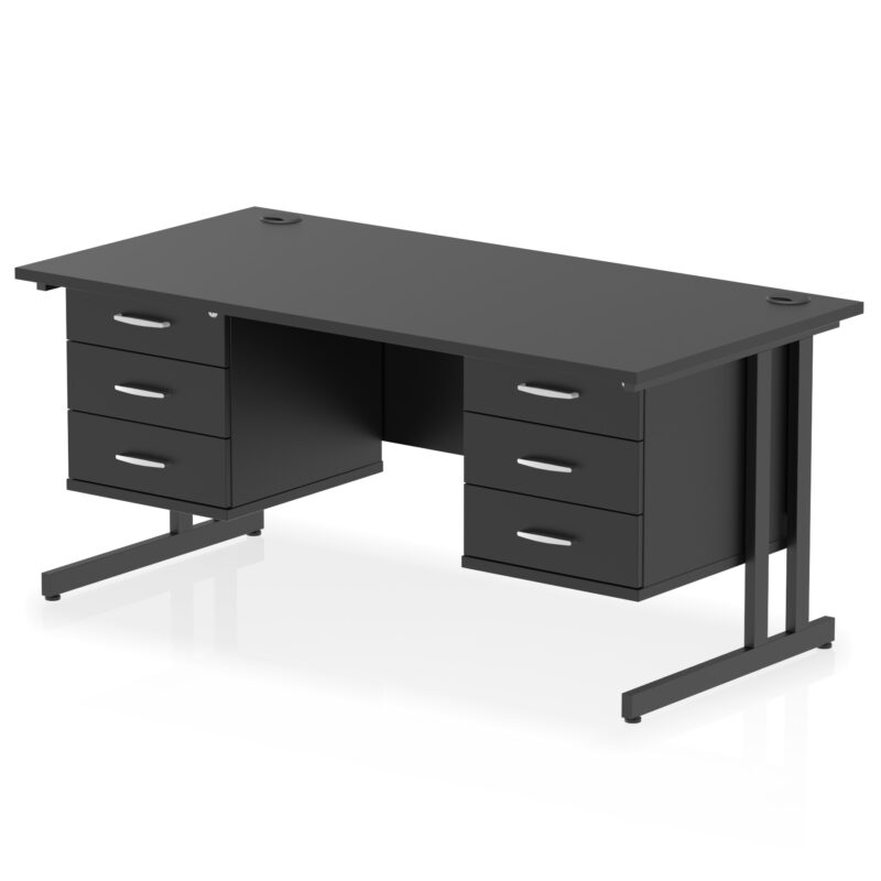Surge 1600mm Cantilever Straight Desk With Two Fixed Pedestal - Image 66