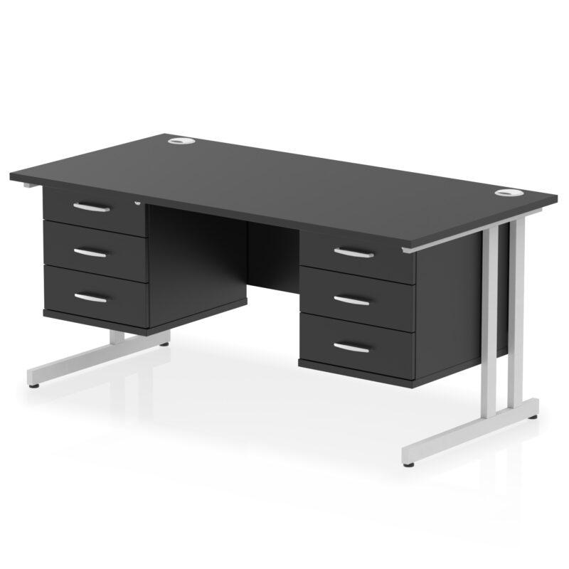 Surge 1600mm Cantilever Straight Desk With Two Fixed Pedestal - Image 48