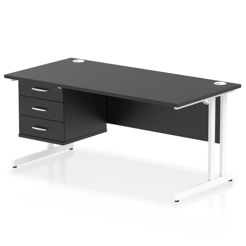 Surge 1600mm Cantilever Straight Desk With Single Fixed Pedestal - Image 62