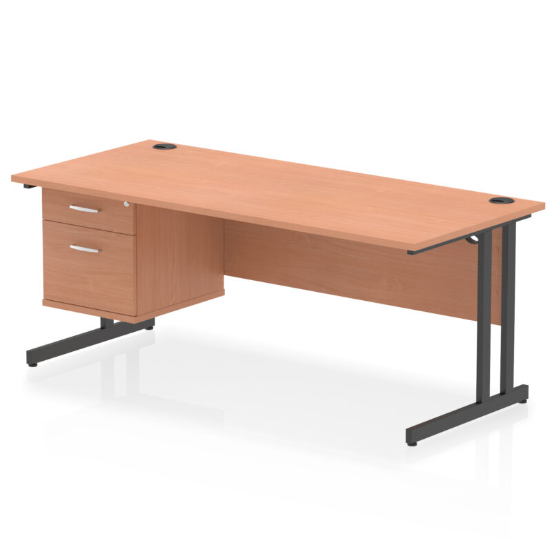 Surge 1800mm Cantilever Straight Desk With Single Fixed Pedestal - Image 47