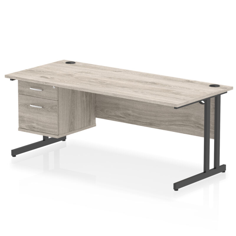 Surge 1800mm Cantilever Straight Desk With Single Fixed Pedestal - Image 49