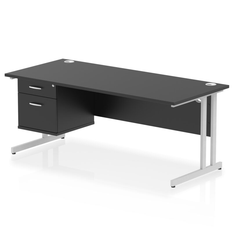 Surge 1800mm Cantilever Straight Desk With Single Fixed Pedestal - Image 45