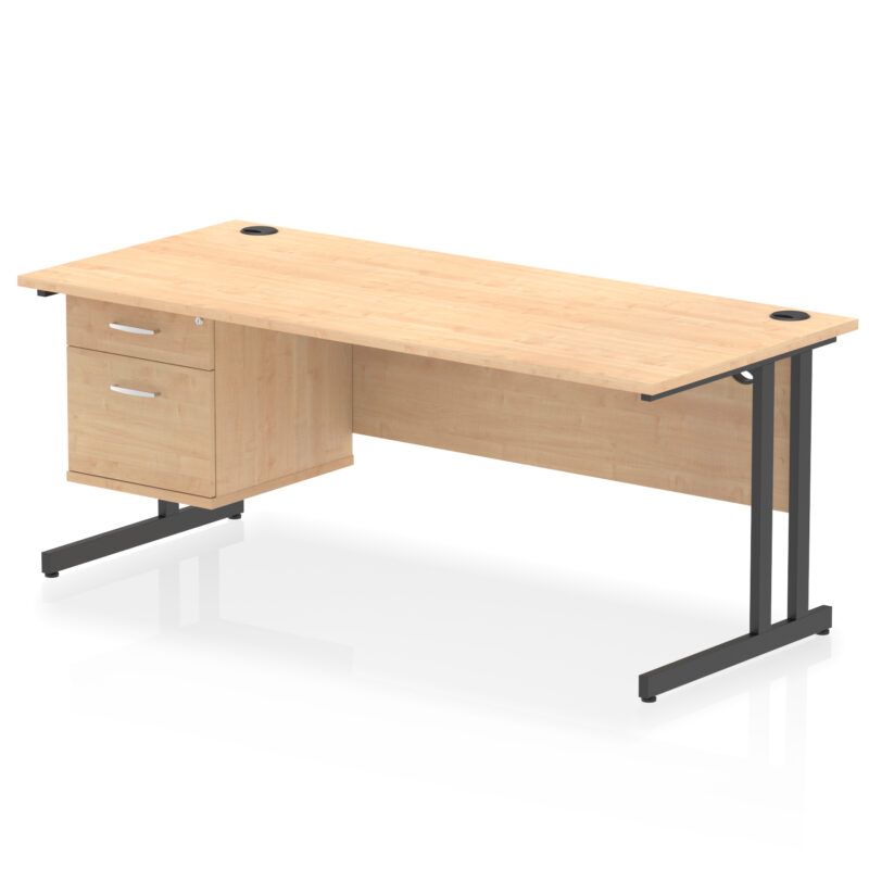 Surge 1800mm Cantilever Straight Desk With Single Fixed Pedestal - Image 50