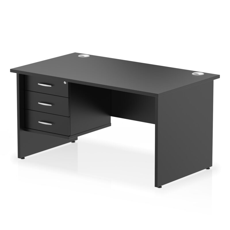 Surge 1400mm Panel End Straight Desk With Single Fixed Pedestal - Image 32