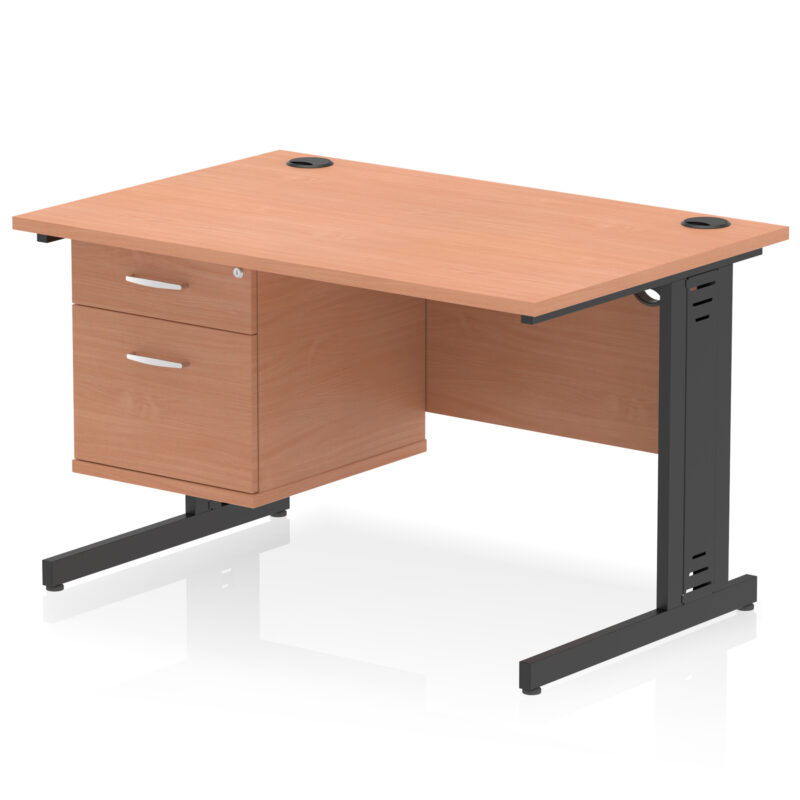 Surge 1200mm Cable Managed Straight Desk With Single Fixed Pedestal - Image 45