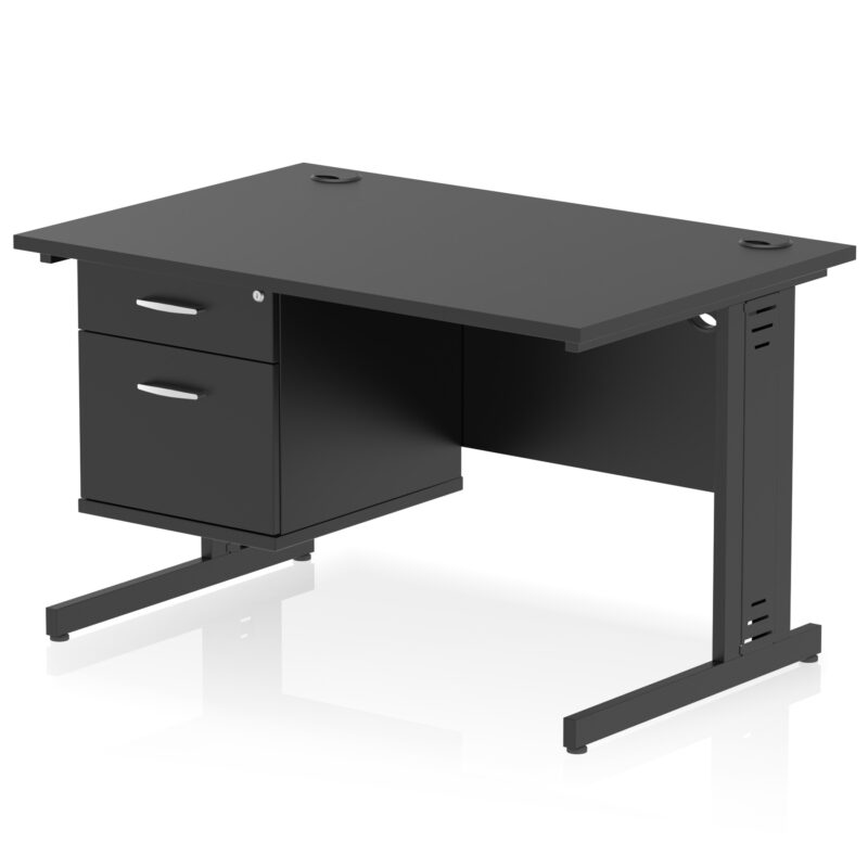 Surge 1200mm Cable Managed Straight Desk With Single Fixed Pedestal - Image 46