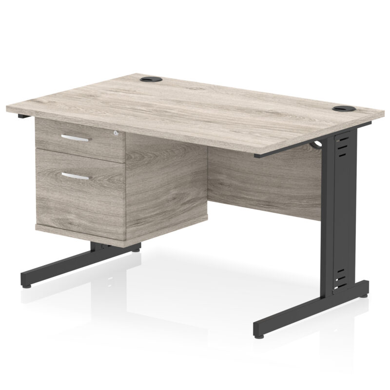 Surge 1200mm Cable Managed Straight Desk With Single Fixed Pedestal - Image 47