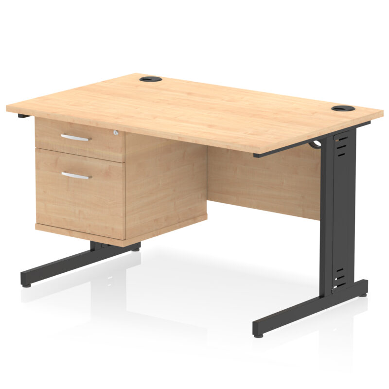 Surge 1200mm Cable Managed Straight Desk With Single Fixed Pedestal - Image 49