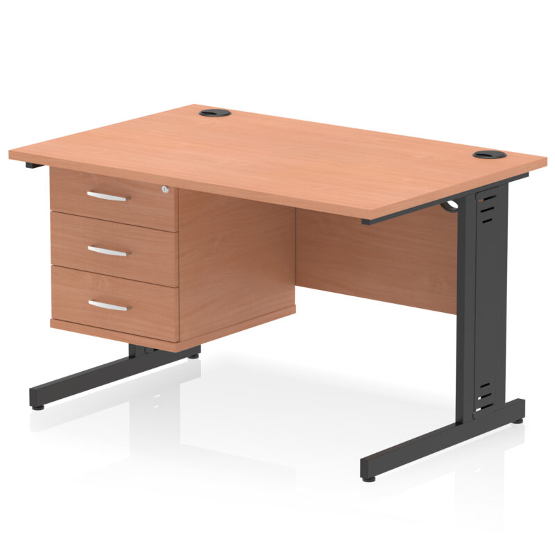 Surge 1200mm Cable Managed Straight Desk With Single Fixed Pedestal - Image 54