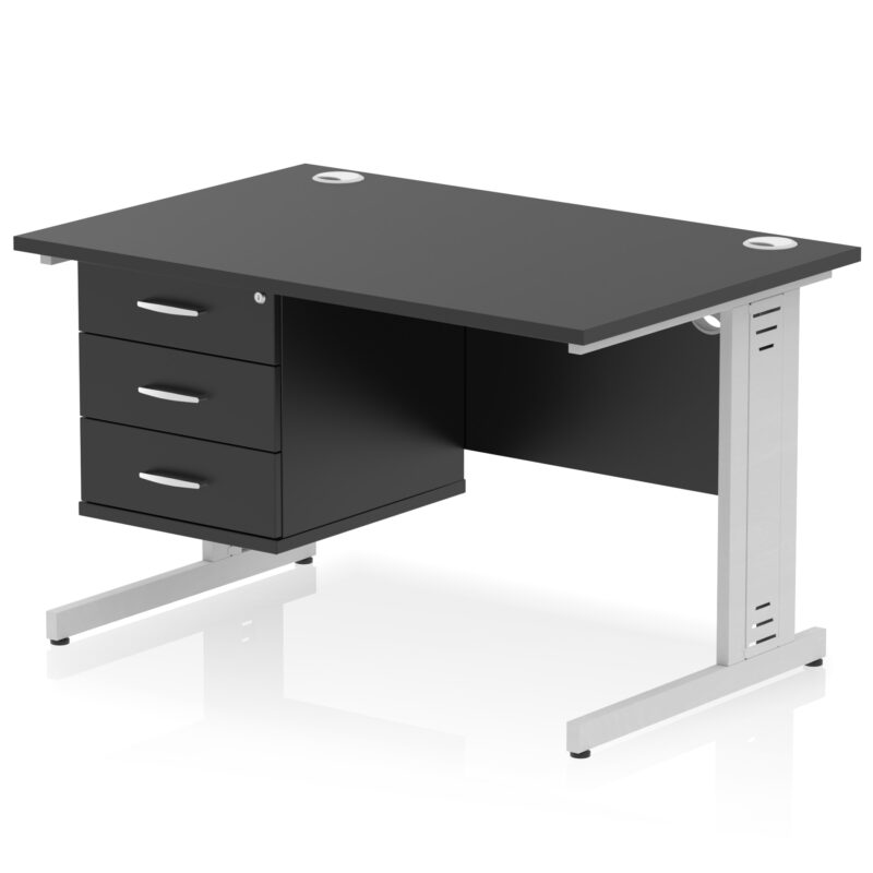 Surge 1200mm Cable Managed Straight Desk With Single Fixed Pedestal - Image 57